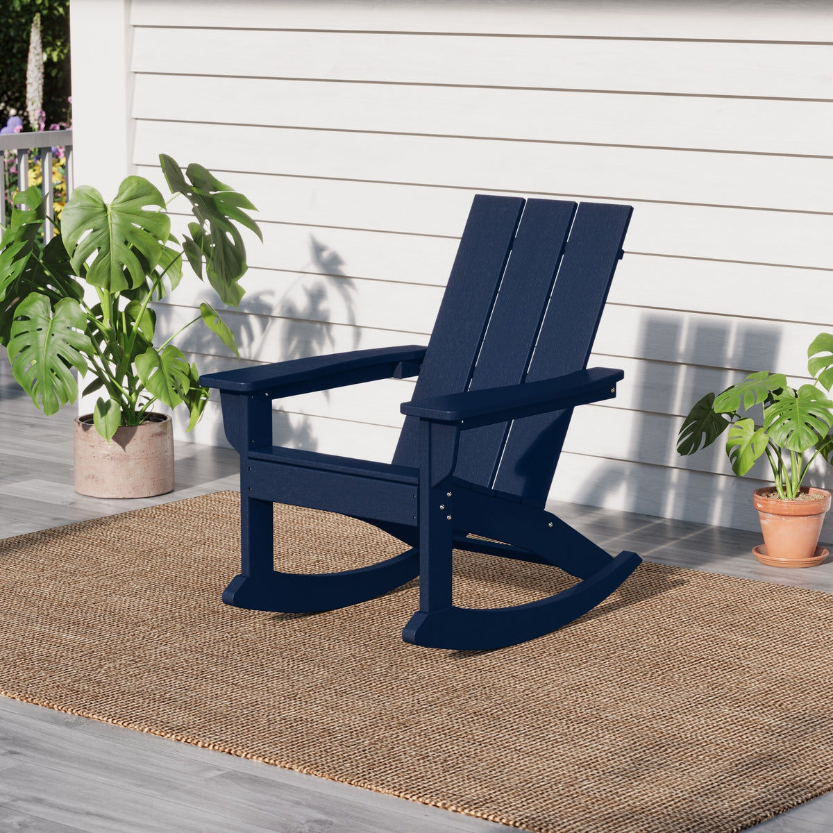 Shoreside Modern Eco-Friendly All Weather Poly Adirondack Rocking Chair