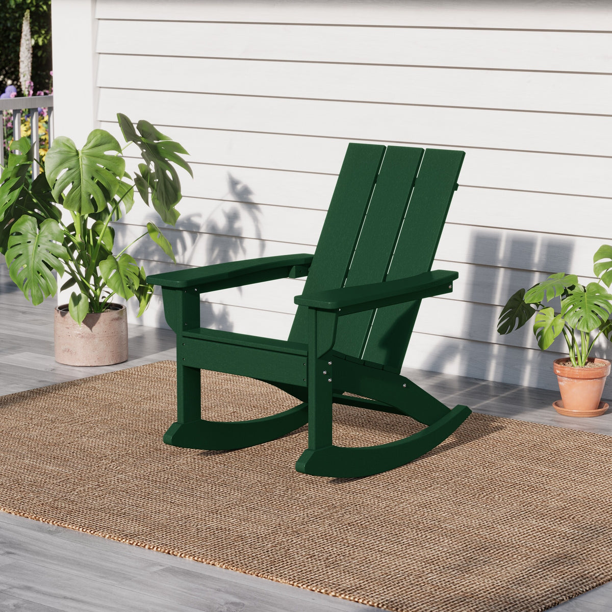Shoreside Modern Eco-Friendly All Weather Poly Adirondack Rocking Chair