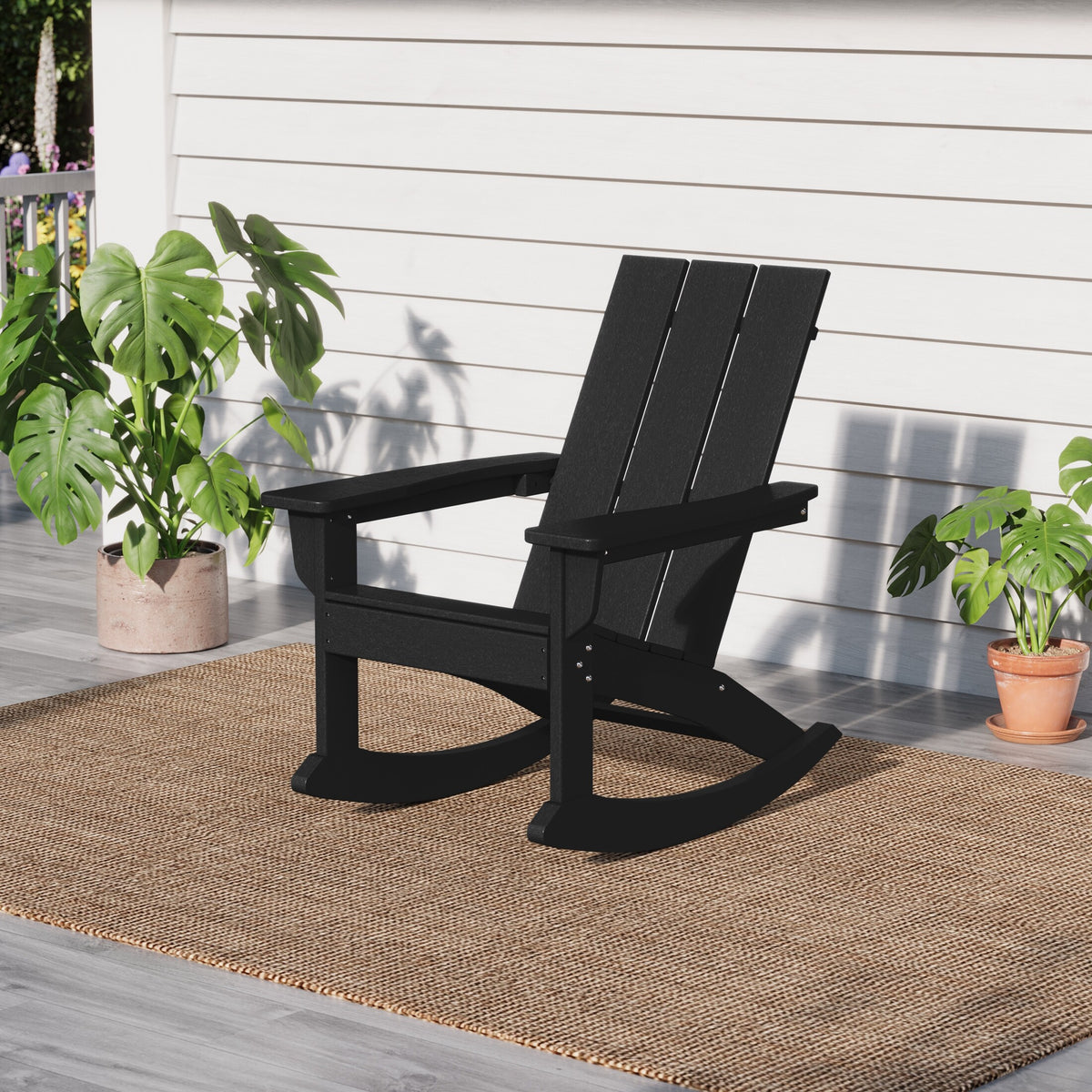 Shoreside Modern Eco-Friendly All Weather Poly Adirondack Rocking Chair