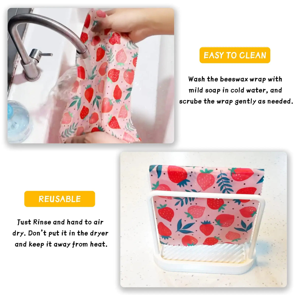 Reusable Beeswax Wrap Eco-Friendly Beeswax Food Wraps Zero Waste Bread Sandwich Food Wrap Organic Plastic-Free Food Storage