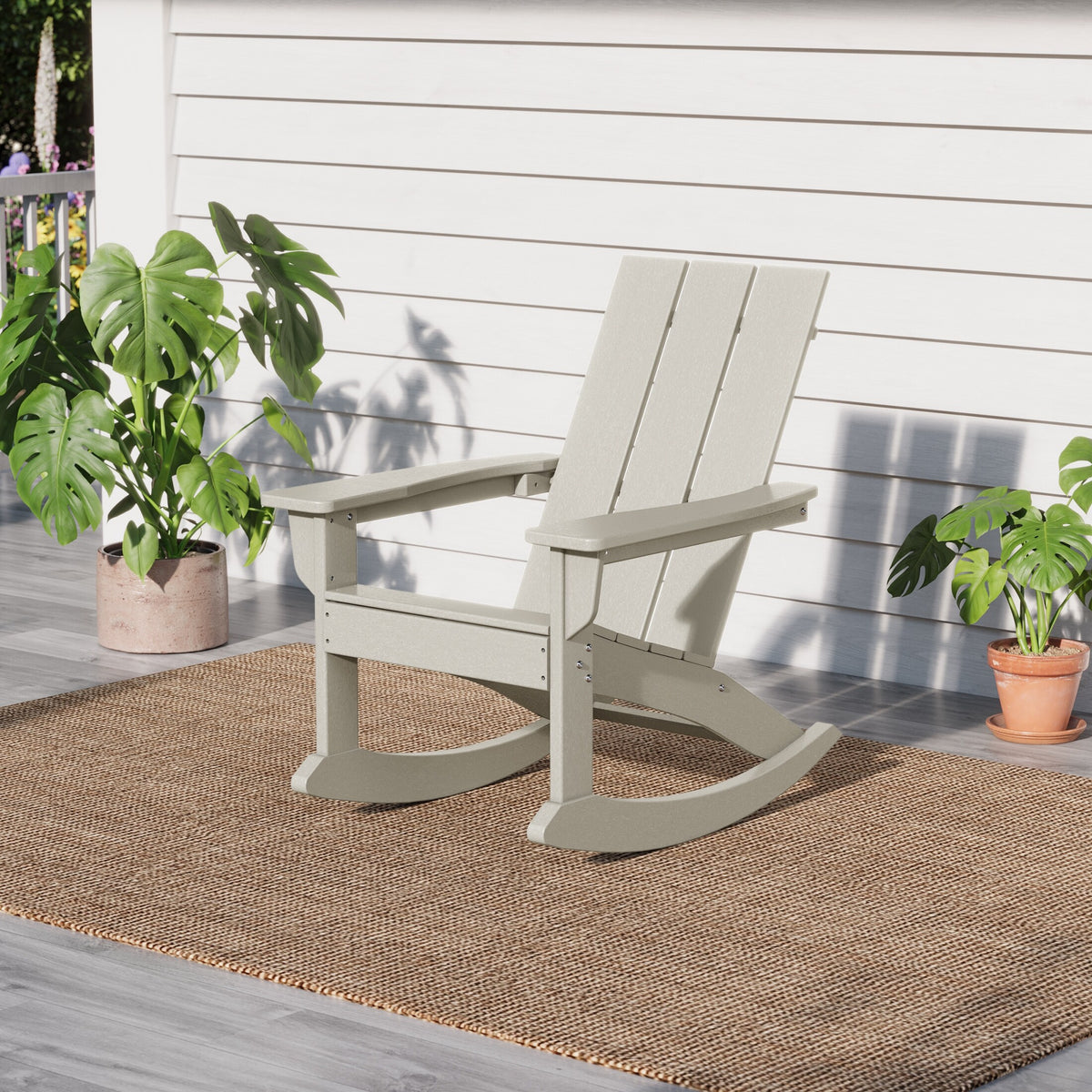 Shoreside Modern Eco-Friendly All Weather Poly Adirondack Rocking Chair