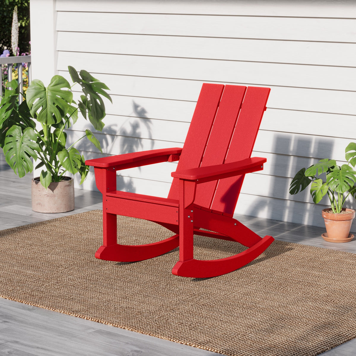 Shoreside Modern Eco-Friendly All Weather Poly Adirondack Rocking Chair