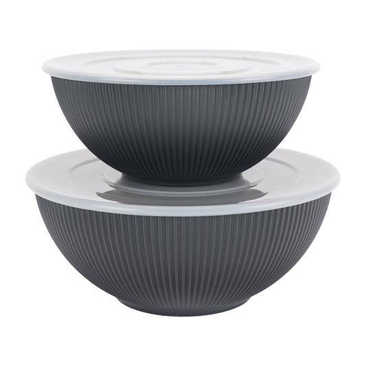 - Black 4-Piece Eco-Friendly Recycled Plastic Serve Bowl Set
