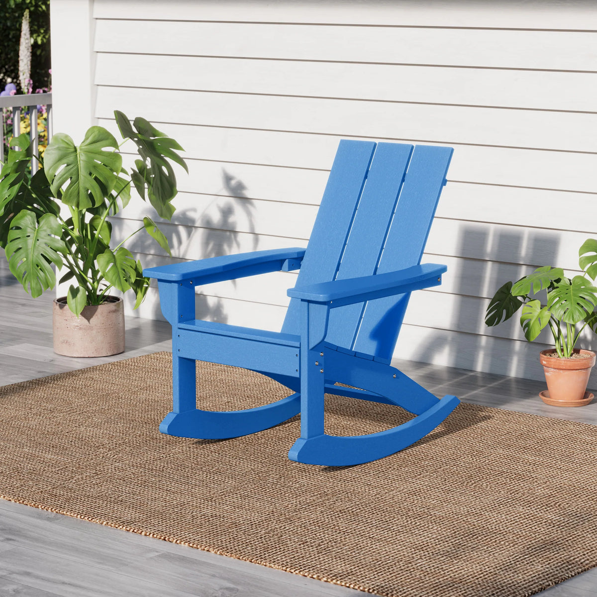 Shoreside Modern Eco-Friendly All Weather Poly Adirondack Rocking Chair