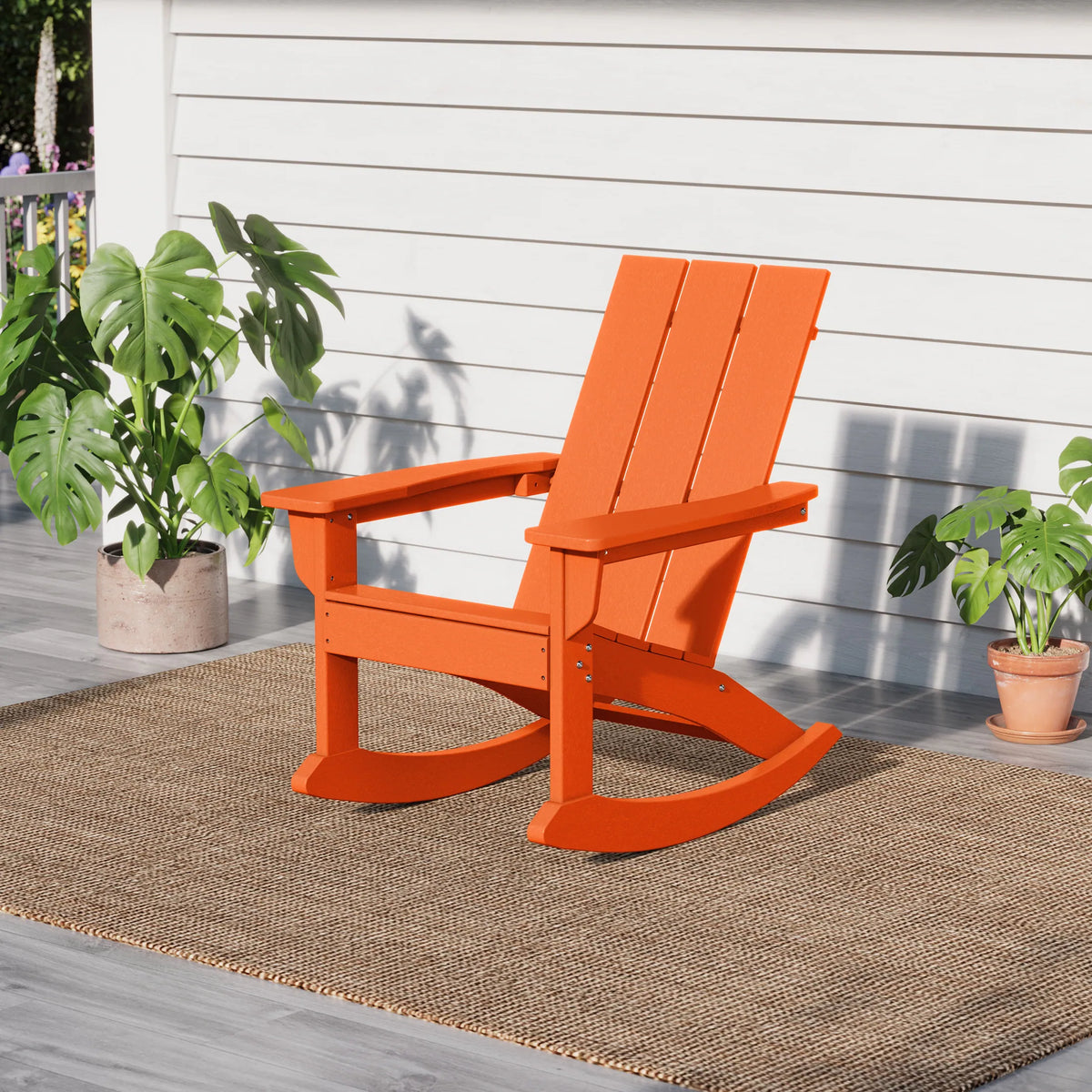 Shoreside Modern Eco-Friendly All Weather Poly Adirondack Rocking Chair