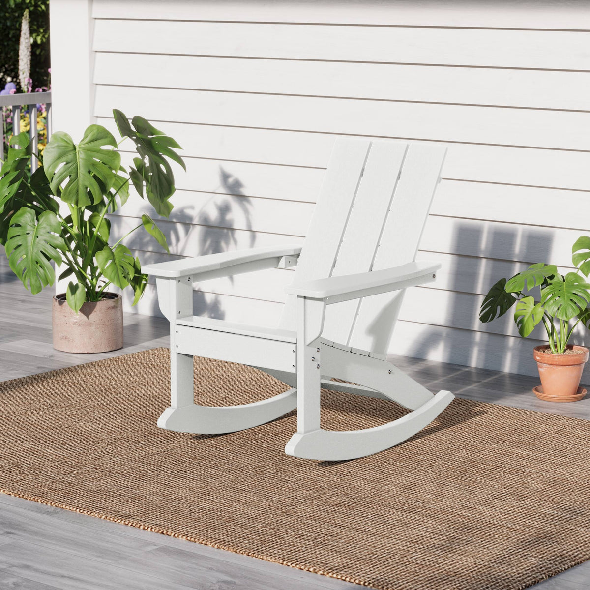 Shoreside Modern Eco-Friendly All Weather Poly Adirondack Rocking Chair
